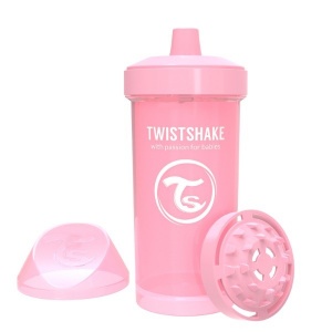Kubek niekapek z uchwytami, z mikserem, 360 ml, różowy - Twistshake