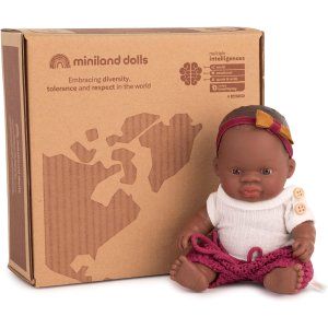 Pachnąca lalka, dziewczynka, Afrykanka, 21 cm i ubranko - Miniland
