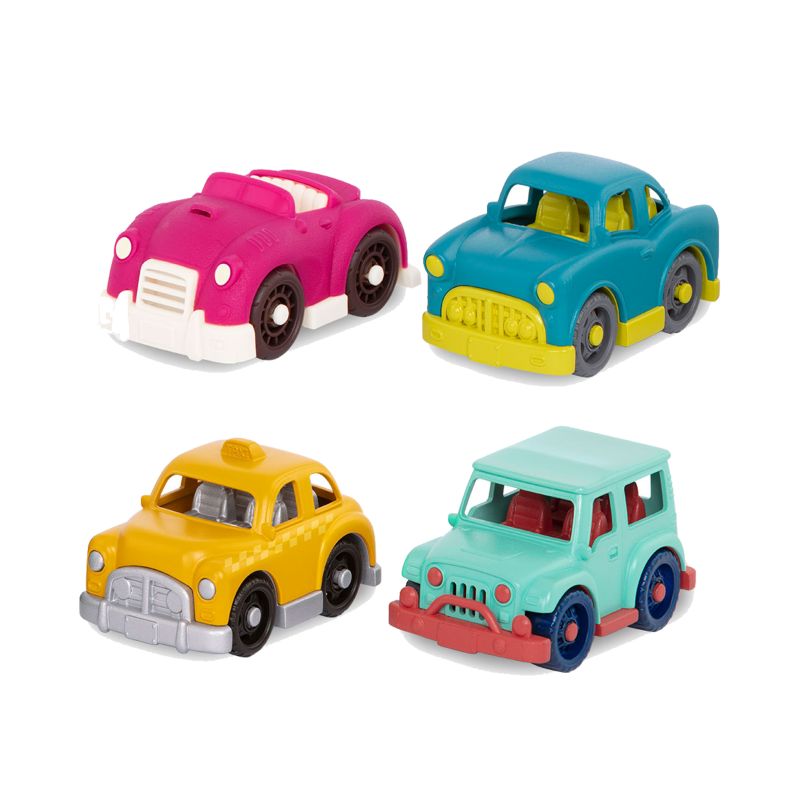 zestaw 4 małych autek z kabrioletem B.Toys