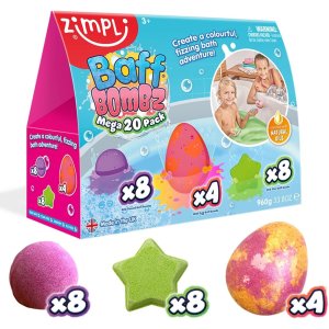 20 musujących kul do kąpieli, różne kształty - Zimpli Kids