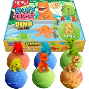 6 dużych kul do kąpieli z niespodzianką, Dinozaury - Zimpli Kids