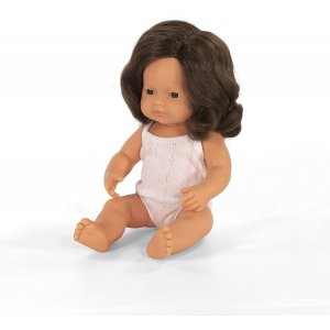 Pachnąca lalka, dziewczynka, Europejka, brązowe włosy, 38 cm - Miniland,