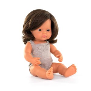 Pachnąca lalka, dziewczynka, Europejka, Colourful Edition, brązowe włosy, 38 cm - Miniland,