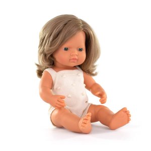 Pachnąca lalka, dziewczynka, Europejka, Colourful Edition, ciemny blond, 38 cm - Miniland,