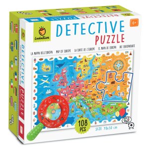 Puzzle - gra detektywistyczna, Detective puzzle, Mapa Europy - Ludattica