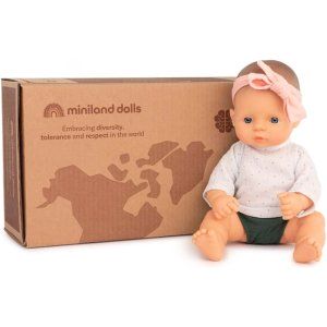 Pachnąca lalka, dziewczynka, Europejka, 32 cm i ubranko - Miniland