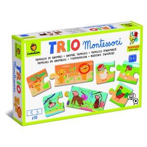 Trio Montessori, gra - układanka, Rodziny zwierząt - Ludattica