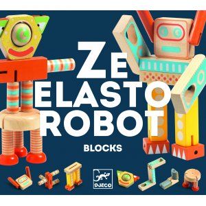 Zestaw konstrukcyjny, drewniany robot, Ze Elastorobot - Djeco
